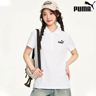 运动服宽松透气短袖 新款 T恤630564 女2026春季 PUMA彪马白色POLO衫