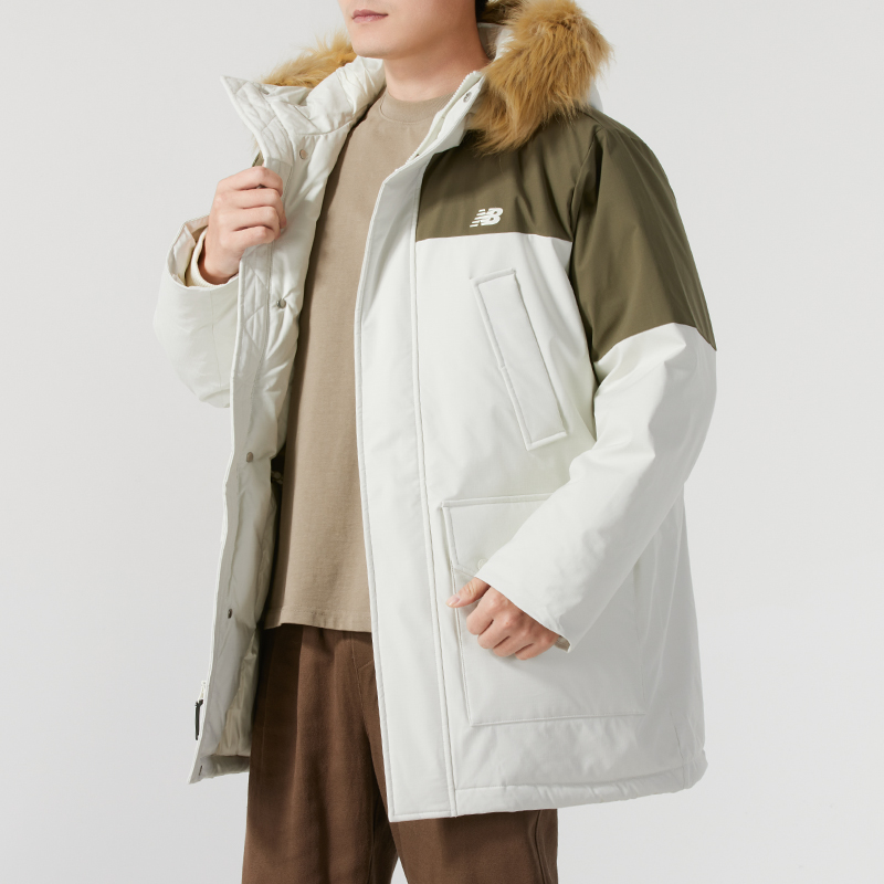NEW BALANCE羽绒服男装25冬季nb运动服连帽保暖毛领外套AMJ44300