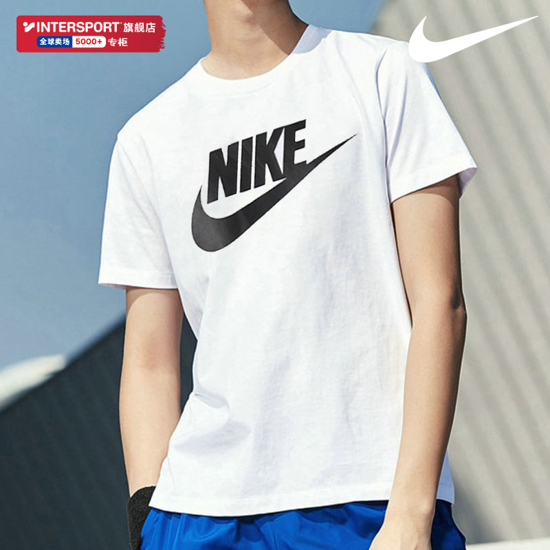 Nike耐克T恤男装夏季新款白色男士短袖半截袖圆领宽松运动服体恤