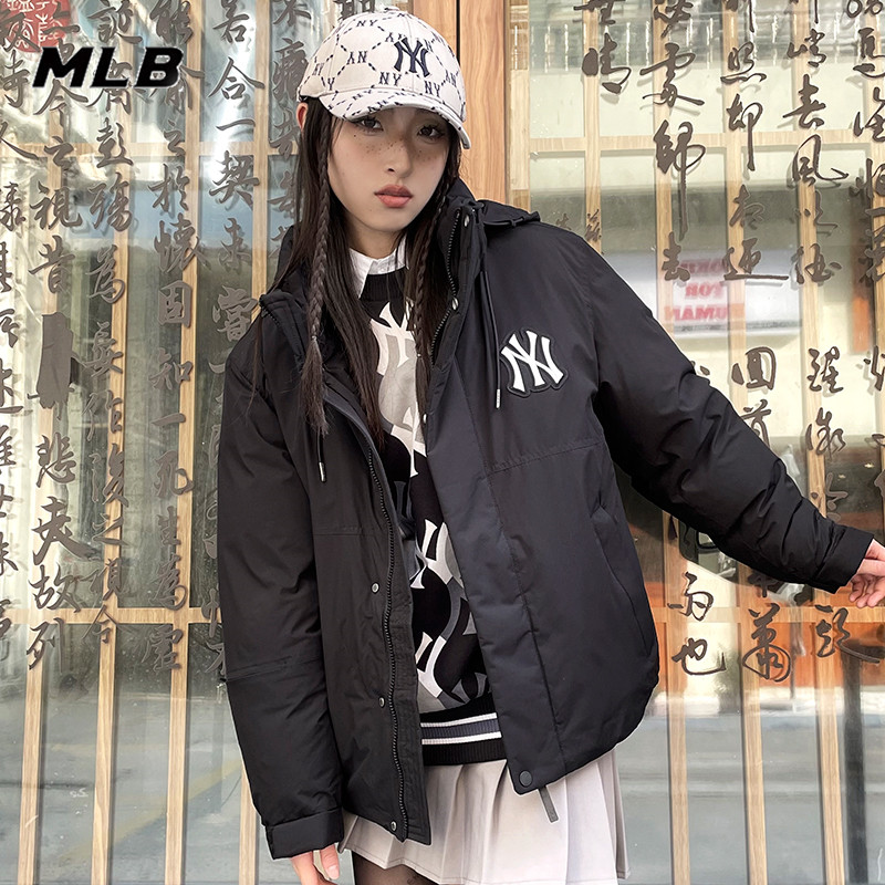 MLB官方羽绒服男2025冬新款防风保暖运动外套女休闲夹克3AD
