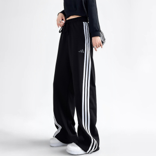 运动裤 新款 弯刀香蕉裤 阔腿卫裤 阿迪达斯黑色裤 宽松休闲长裤 子女裤