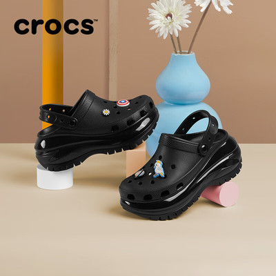 Crocs卡骆驰光轮洞洞鞋女鞋冬季新款厚底增高休闲鞋包头凉鞋拖鞋