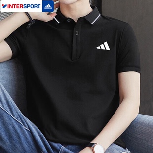 黑色透气上衣 阿迪达斯Adidas运动T恤男款 2025夏季 纯棉短袖 POLO衫