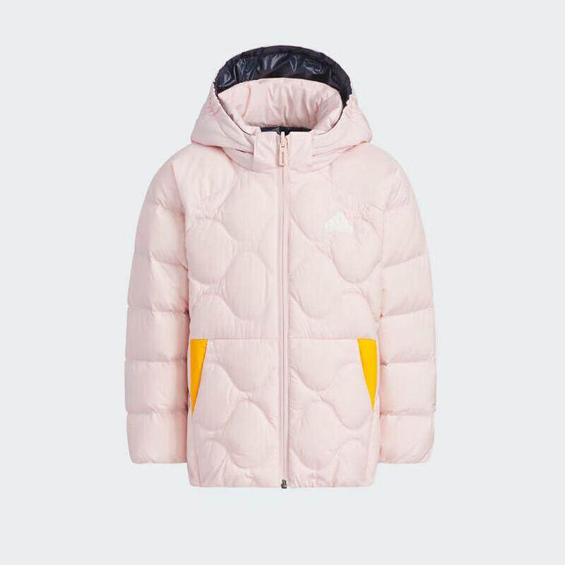Adidas阿迪达斯女童小童两面穿羽绒服儿童缀趣味印花连帽保暖外套