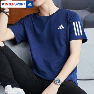 新款 2026夏季 运动服跑步透气蓝色速干T恤IN1502 男装 阿迪达斯短袖