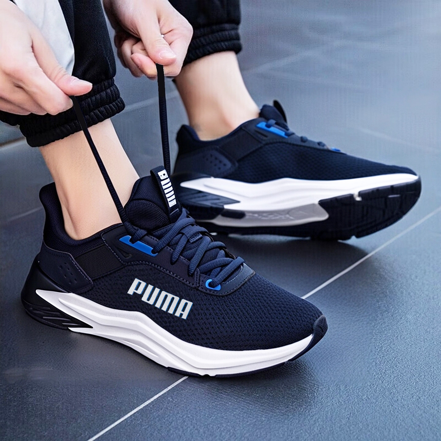 PUMA彪马休闲鞋男鞋女鞋2025冬季新款网面蓝色跑步鞋运动鞋311095