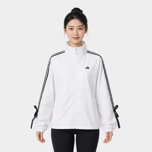 茵特丨阿迪达斯三条纹夹克防风舞蹈服蝴蝶结细节白色外套 LD2934