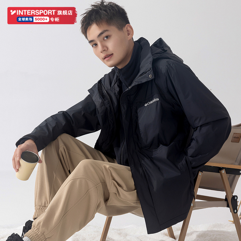 哥伦比亚登山夹克男装保暖两件套抓绒内胆外套运动服三合一冲锋衣