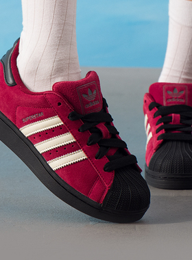 阿迪达斯三叶草红色休闲鞋男鞋女鞋25新款贝壳头运动鞋板鞋JQ3220