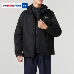 安德玛男款三合一冲锋外套夏季登山服连帽运动服梭织夹克防风衣男