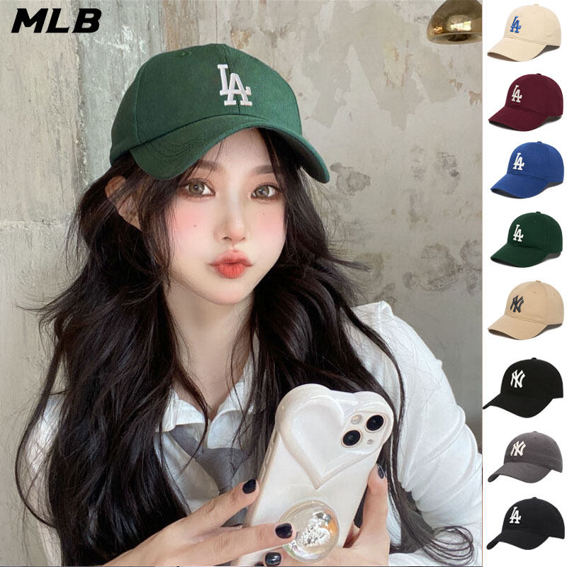 MLB帽子男帽女帽2025秋季新款运动帽绿色鸭舌帽LA刺绣棒球帽CP77