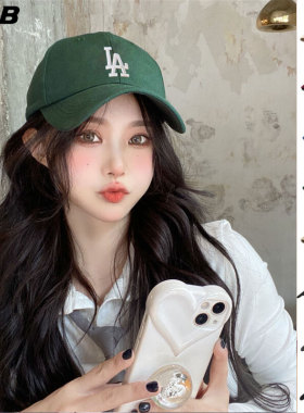 MLB帽子男帽女帽2026夏季新款运动帽绿色鸭舌帽LA刺绣棒球帽CP77