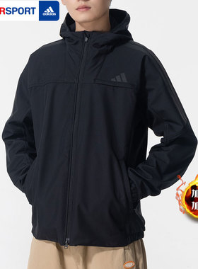 阿迪达斯软壳外套男士官方正品运动服冬季新款黑色加绒夹克KA1307