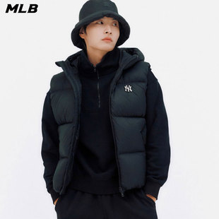 MLB官方男女羽绒马甲2024夏季 时尚 休闲连帽保暖外套3ADVB0436 新款