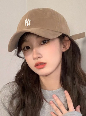 MLB帽子女帽新款卡其色休闲帽刺绣小标运动帽鸭舌帽棒球帽男cp77