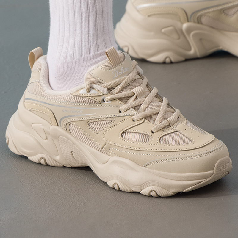 Skechers斯凯奇加绒女鞋冬季休闲鞋低帮鞋运动鞋复古老爹鞋150522