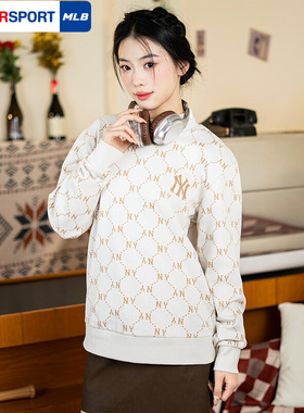 MLB官方卫衣男女同款2025新款复古老花运动服宽松套头衫3AMTM0141
