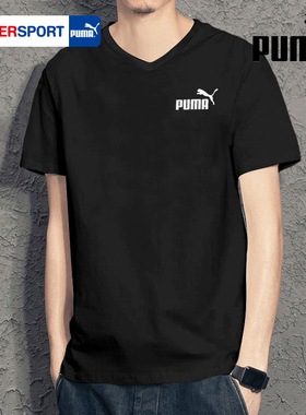 PUMA彪马黑色短袖T恤男2025冬季新款休闲宽松跑步运动服630562