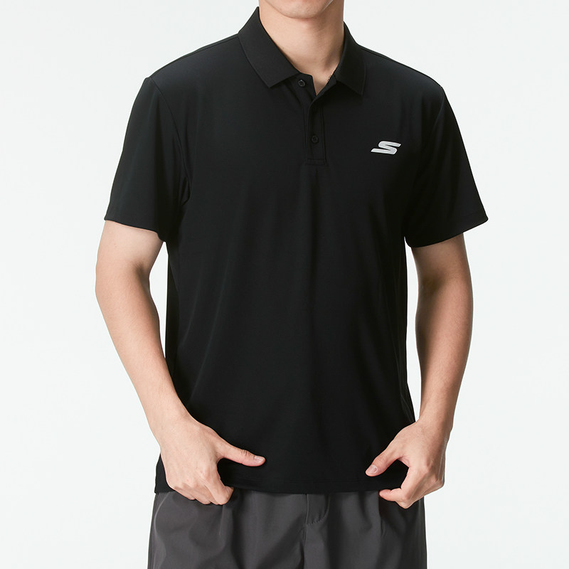 斯凯奇POLO衫男装短袖男装翻领运动T恤半袖P122M053-0018