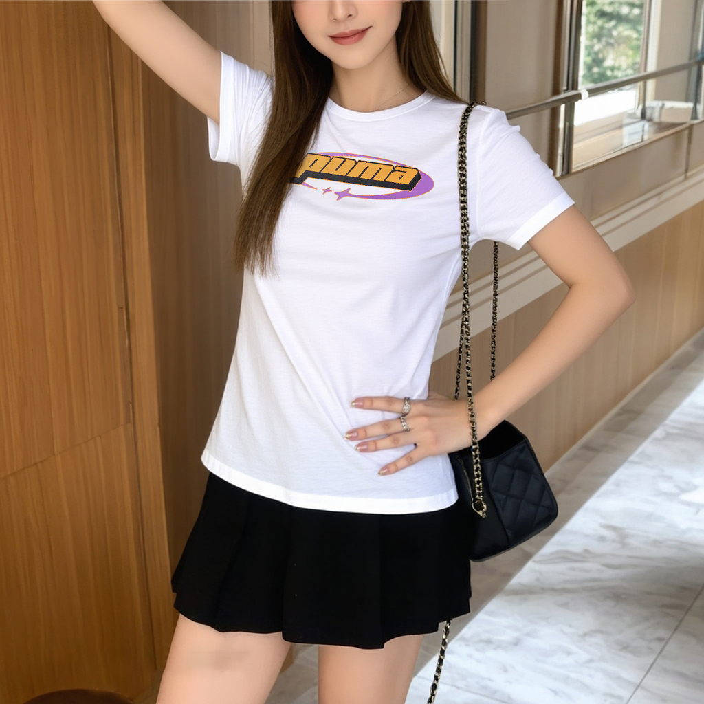 PUMA彪马白色短袖女装2025夏季新款高级感纯棉圆领T恤女收腰显瘦