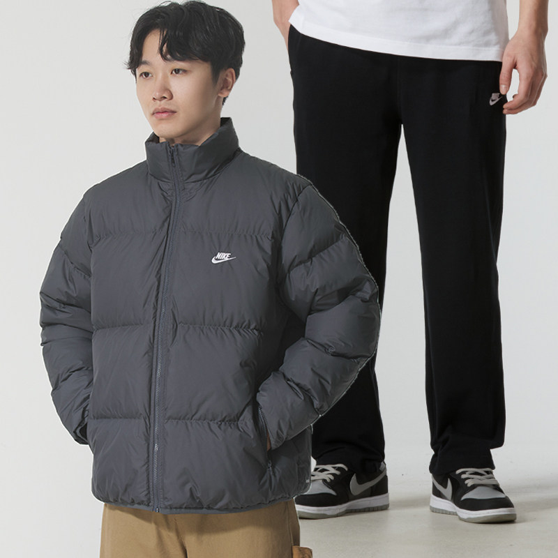 NIKE耐克运动套装男装秋冬新款立领羽绒服保暖夹克直筒裤针织长裤