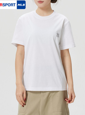 MLB官方短袖男女2026春季新款纯色时尚休闲运动半袖白色T恤TSB01