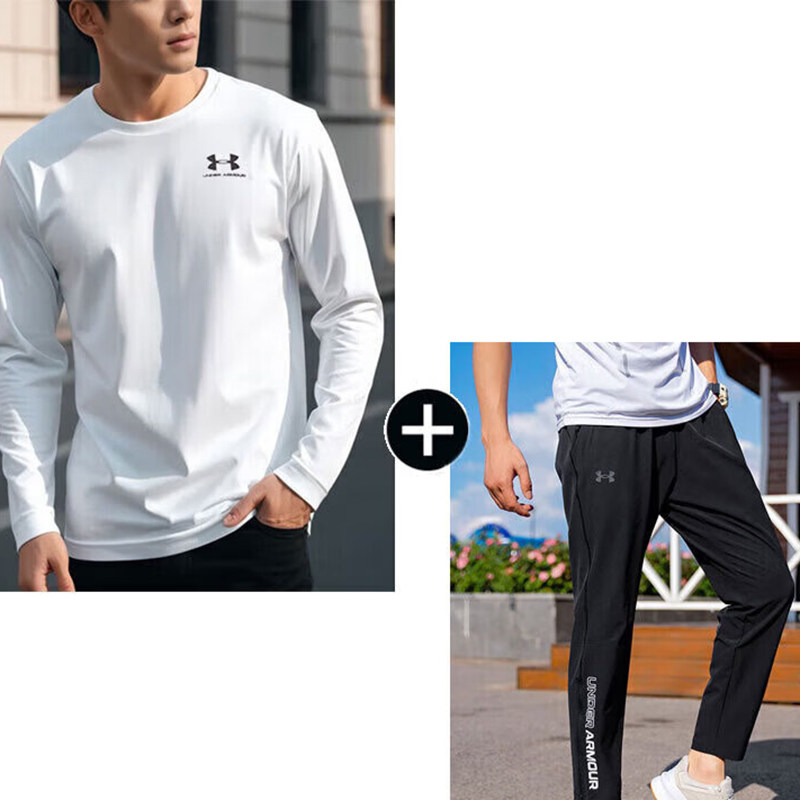 安德玛男装两件套春季款运动套装透气舒适长袖T恤梭织直筒休闲裤,运动服/休闲服装,运动套装,淘宝优惠券,粉丝福利购,淘宝优惠卷