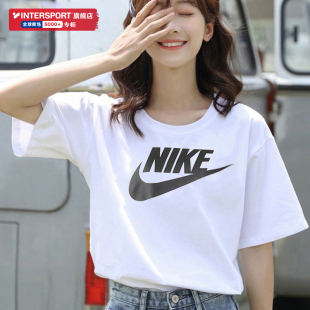 NIKE耐克白色T恤女跑步训练休闲运动短袖 上衣DX7907 纯棉透气半袖