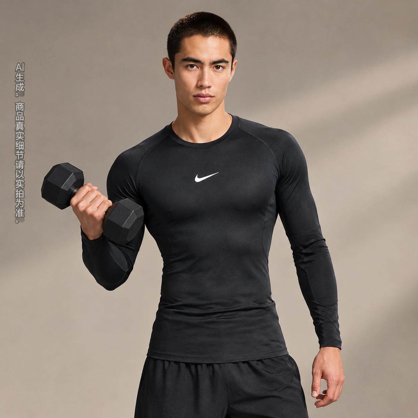 茵特丨耐克男子运动服2026春季款健身训练服速干紧身长袖跑步上衣