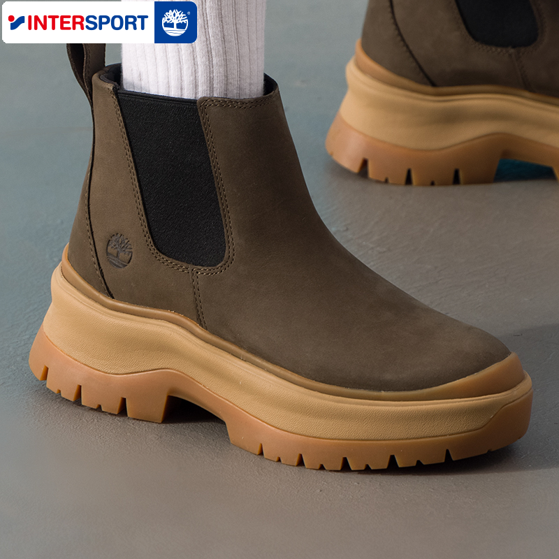 添柏岚女鞋高帮靴子切尔西靴复古厚底耐磨运动户外休闲鞋A28XMW07