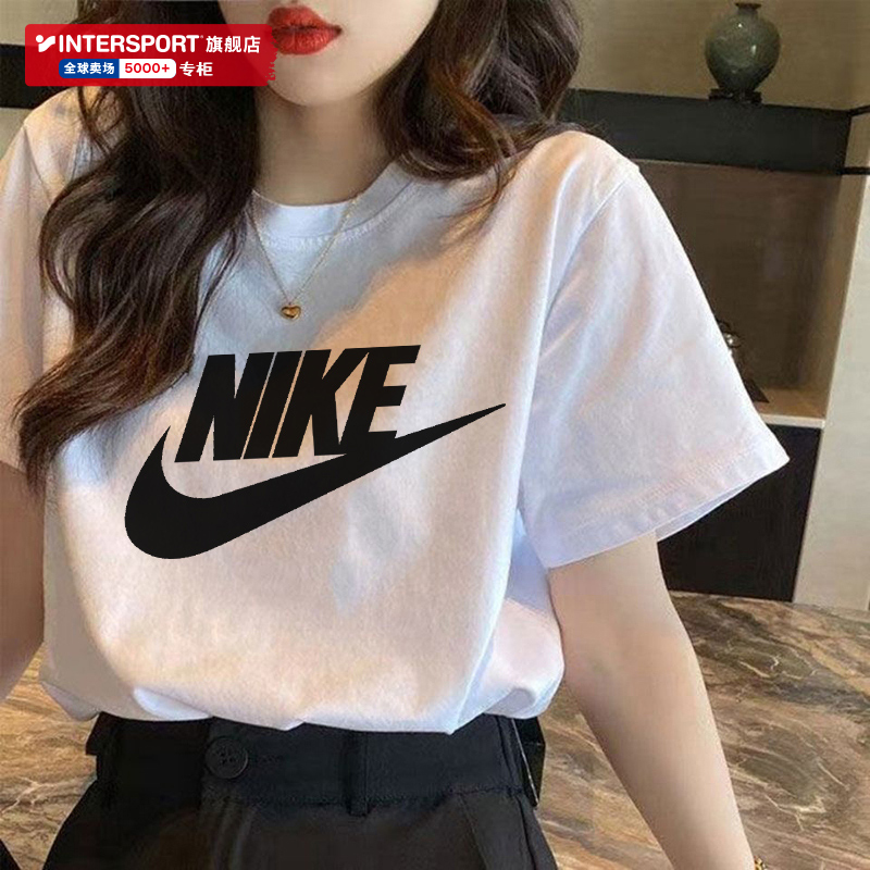 NIKE耐克短袖T恤女2024夏季新款纯棉透气运动服白色半袖男