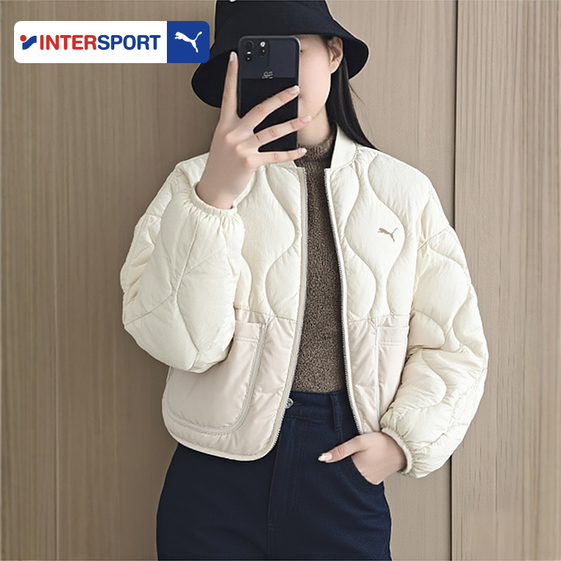 PUMA彪马羽绒服女装2025新款冬季运动服薄款无帽短款宽松羽绒外套