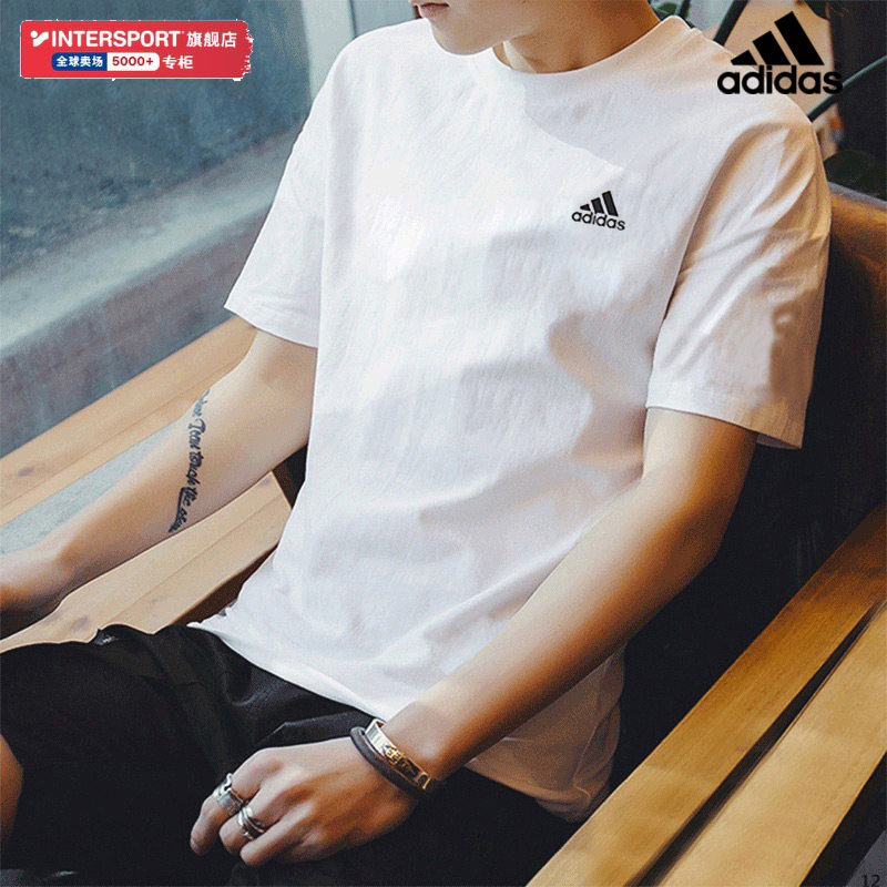 阿迪达斯白色短袖男2026冬季新款透气半袖男士正品纯棉运动T恤衫