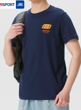 斯凯奇情侣T恤男女款夏季宽松透气运动休闲半袖圆领短袖L224U137