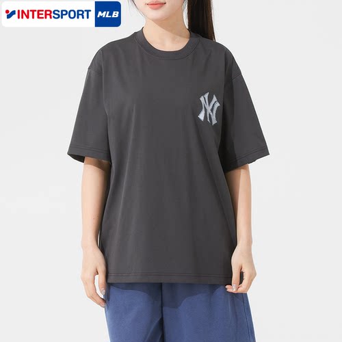 MLB官方 情侣男女短袖26夏季新款后背仿牛仔老花运动休闲T恤TSM10