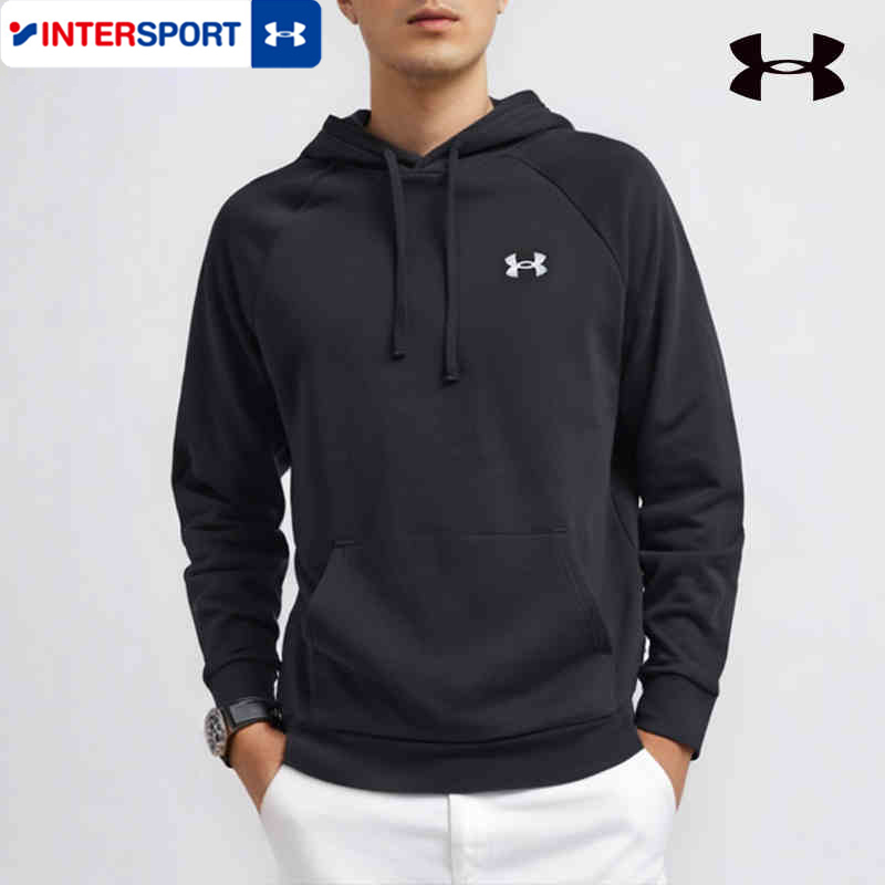 安德玛抓绒连帽卫衣男装24秋季新款健身运动服休闲套头衫1379861