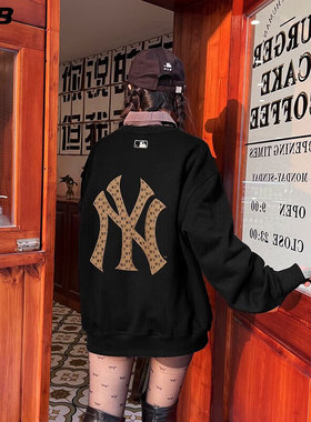 MLB复古老花卫衣男女装26夏季新款运动服休闲宽松套头衫3AMTM1234