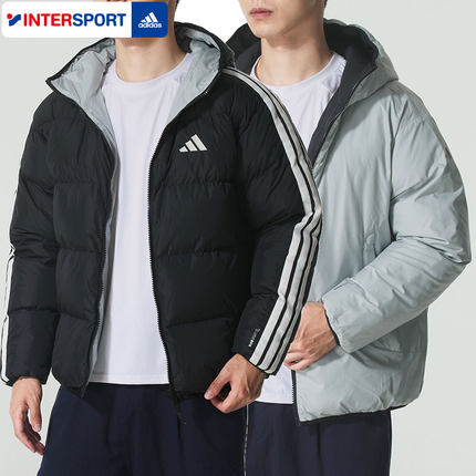 阿迪达斯羽绒服男冬季新款双面穿棉服男士短款棉衣连帽外套KC2490