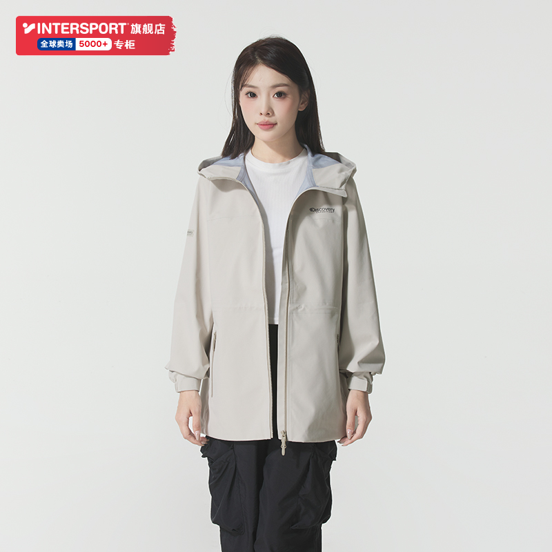 Discovery探索收腰冲锋衣外套女装2025秋季户外徒步休闲防水夹克