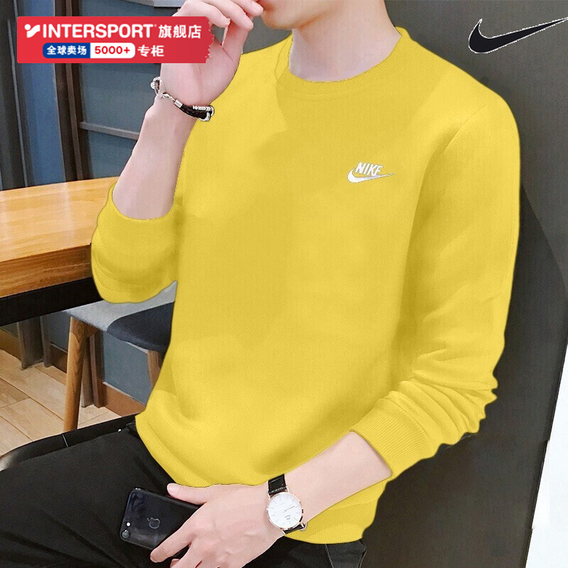 卫衣男NIKE耐克2024夏季新款运动服圆领黄色长袖上衣套头衫BV2667-封面