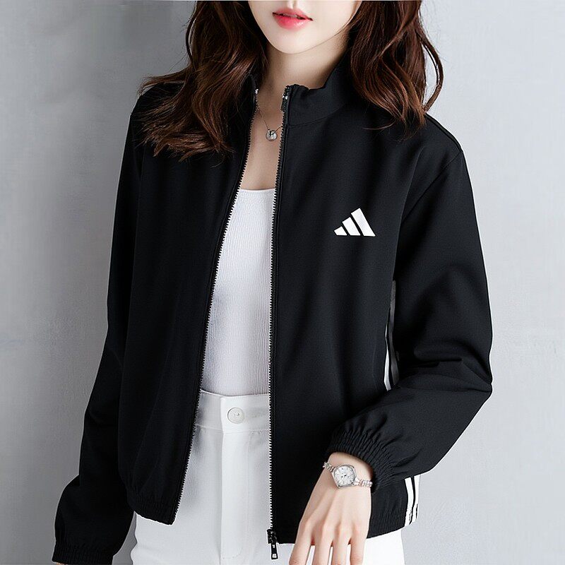 阿迪达斯外套女春季新款运动服官方正品薄款透气速干衣服立领夹克