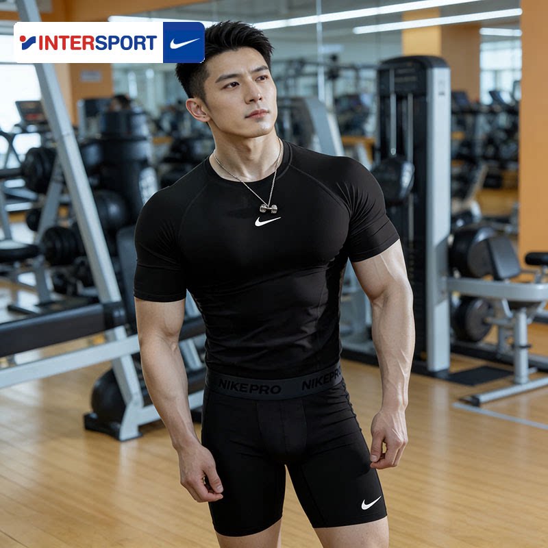 Nike耐克短袖T恤男装夏季新款运动服速干健身衣紧身上衣体恤半袖
