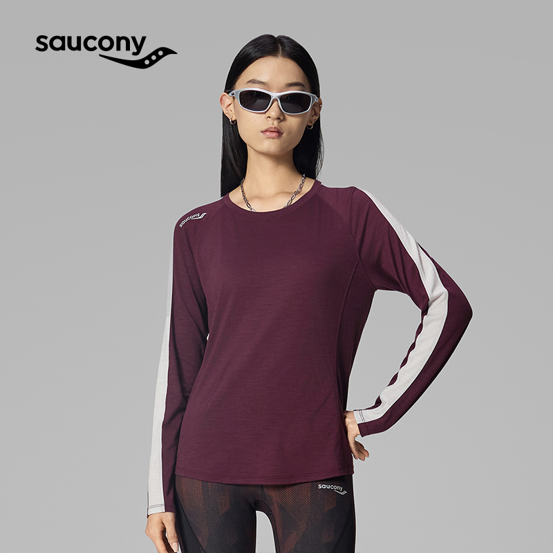 Saucony索康尼官方 女美利奴羊毛修身套头衫基础百搭圆领长袖T恤