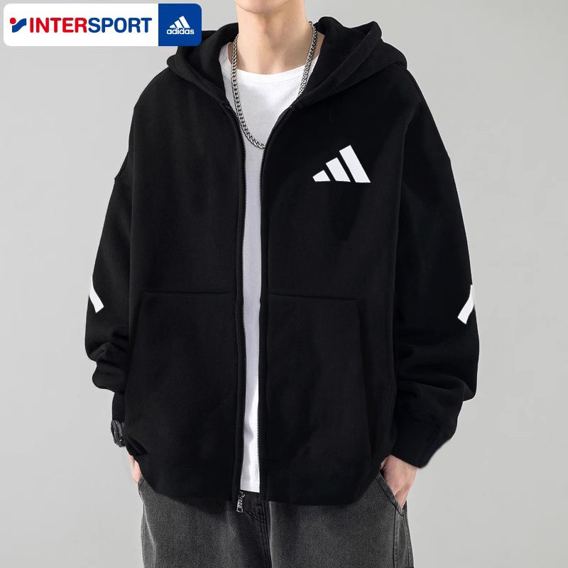 阿迪达斯外套男春季新款ZNE跑步训练运动服男士连帽休闲针织夹克