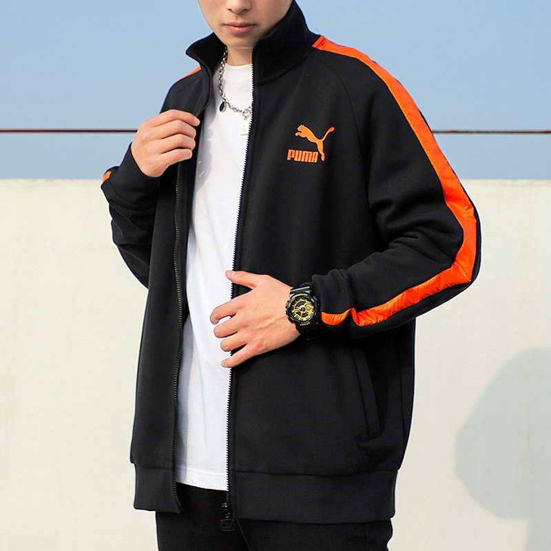 PUMA 푸마 스포츠 정장 남성 2024 가을 신작 T7 스플 라이스 자켓 자켓 스웨트 팬츠 캐주얼 스포츠 바지 트렌디