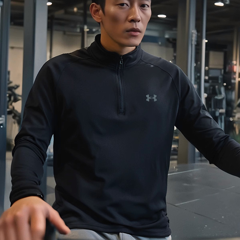 安德玛长袖T恤男2025年秋季新款健身训练速干衣半拉链套头打底衫,运动服/休闲服装,运动T恤,淘宝优惠券,粉丝福利购,淘宝优惠卷
