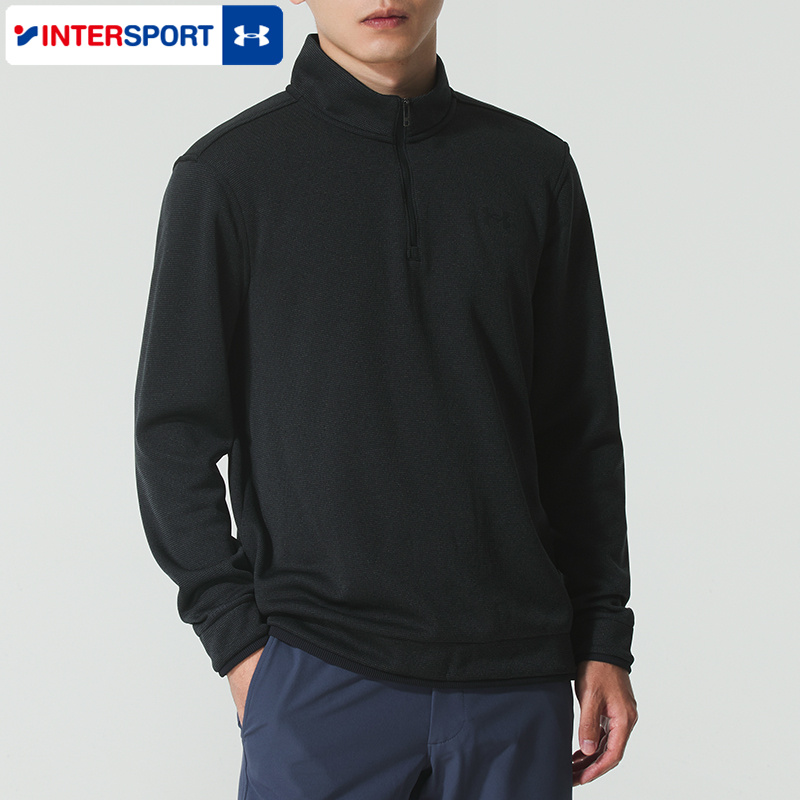 安德玛男子新款休闲运动跑步健身透气半拉链长袖上衣 6003722-001