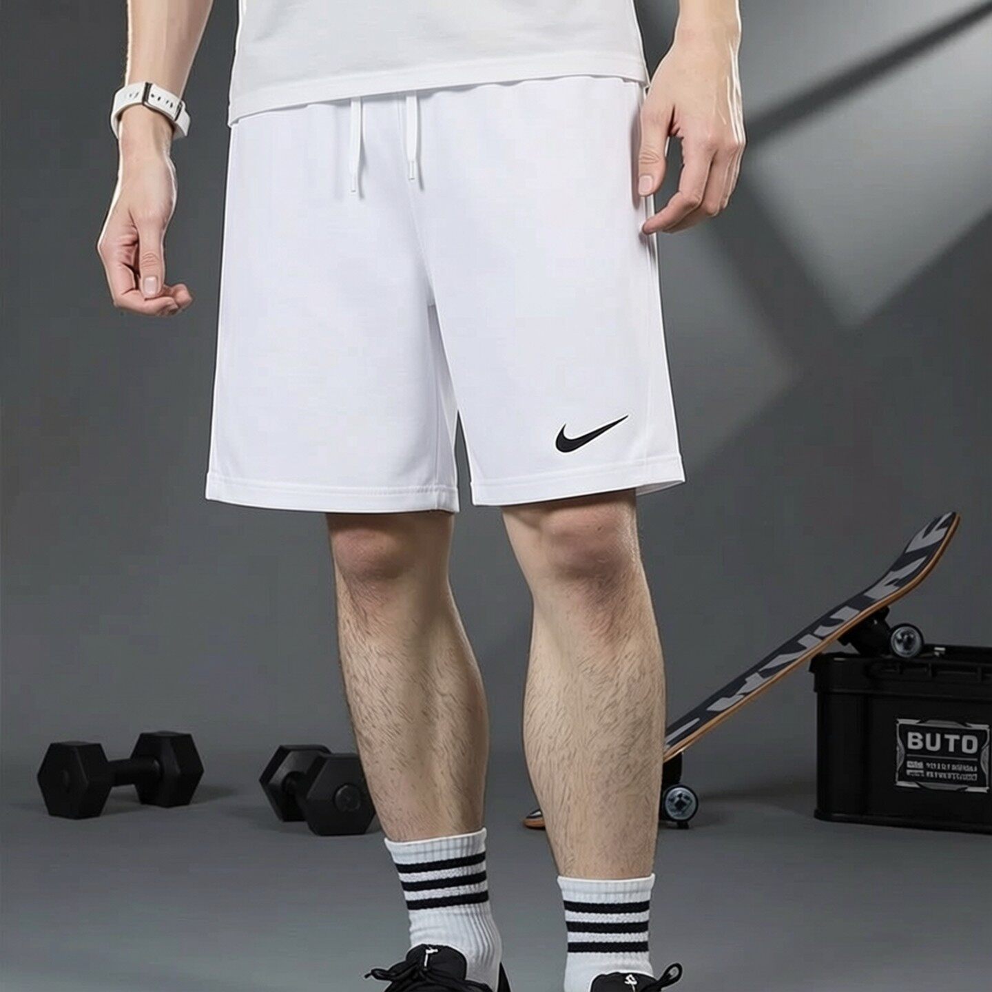茵特|NIKE耐克白色速干透气短裤男装2026秋季新款训练健身五分裤