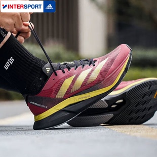 阿迪达斯正品男女款透气运动鞋2026新款红色竞速训练跑步鞋JS1919