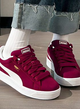 PUMA彪马红色板鞋女鞋2025冬季新款运动鞋休闲鞋厚底面包鞋395205